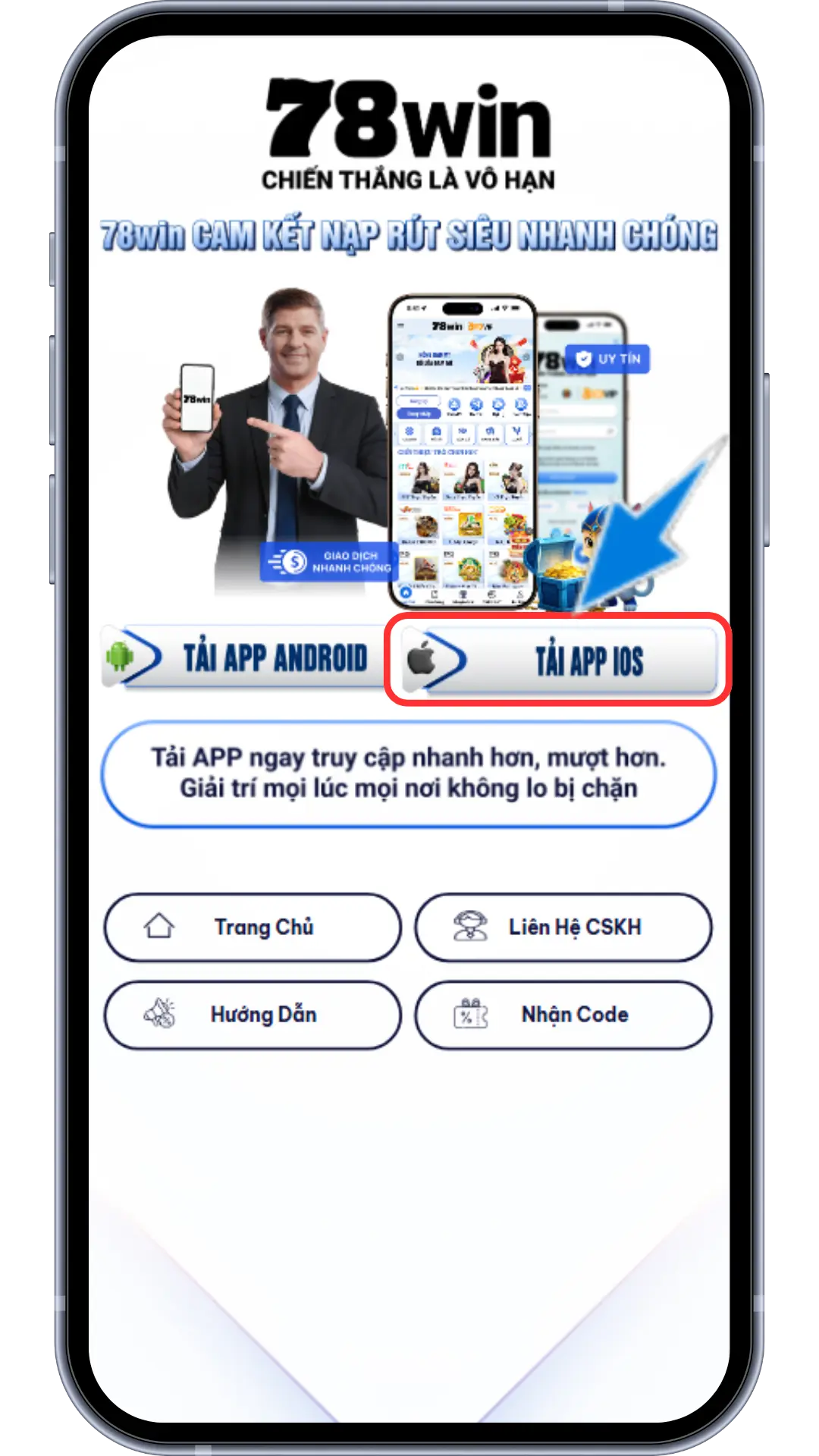 Bước 2 : Chọn TẢI APP IOS